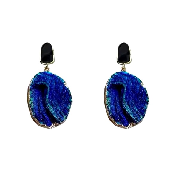 Van Gogh Style Abstract Painting Earrings- 2025 Trend (Simulated Natural Stone) - Picture 9 of 9